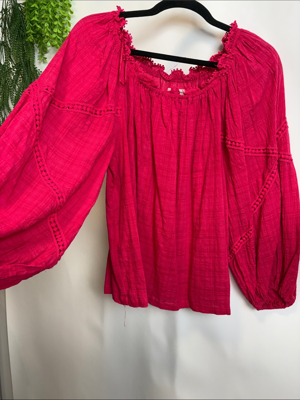 Max Studio Fuchsia Boho Peasant Blouse
